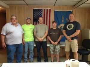Eighty workers at the CertainTeed drywall plant in West Virginia, voted to have a union voice and joined UFCW Local 45C. Pictured left to right: Ron Moore, Andrew Gaiser, Josh Mazey, Carl  Sweeney, Lance Heasley.