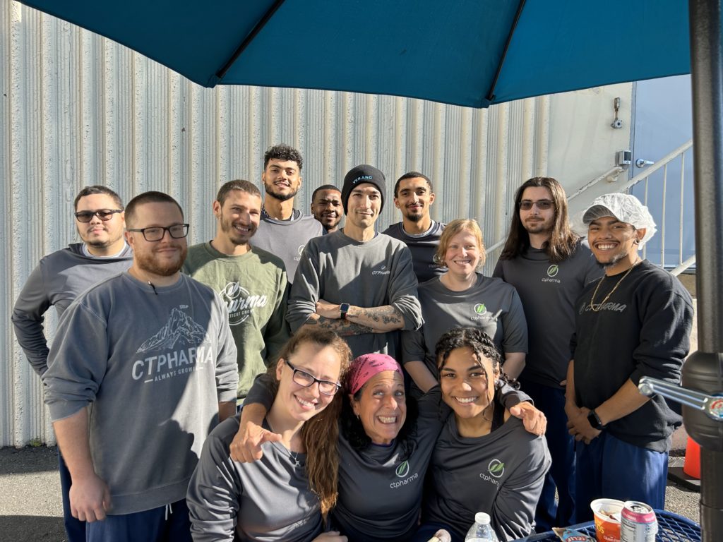 A group photo of CTPharma cannabis workers who joined UFCW Local 919